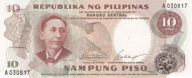 Philippinen 10 Piso 1969 p144a
